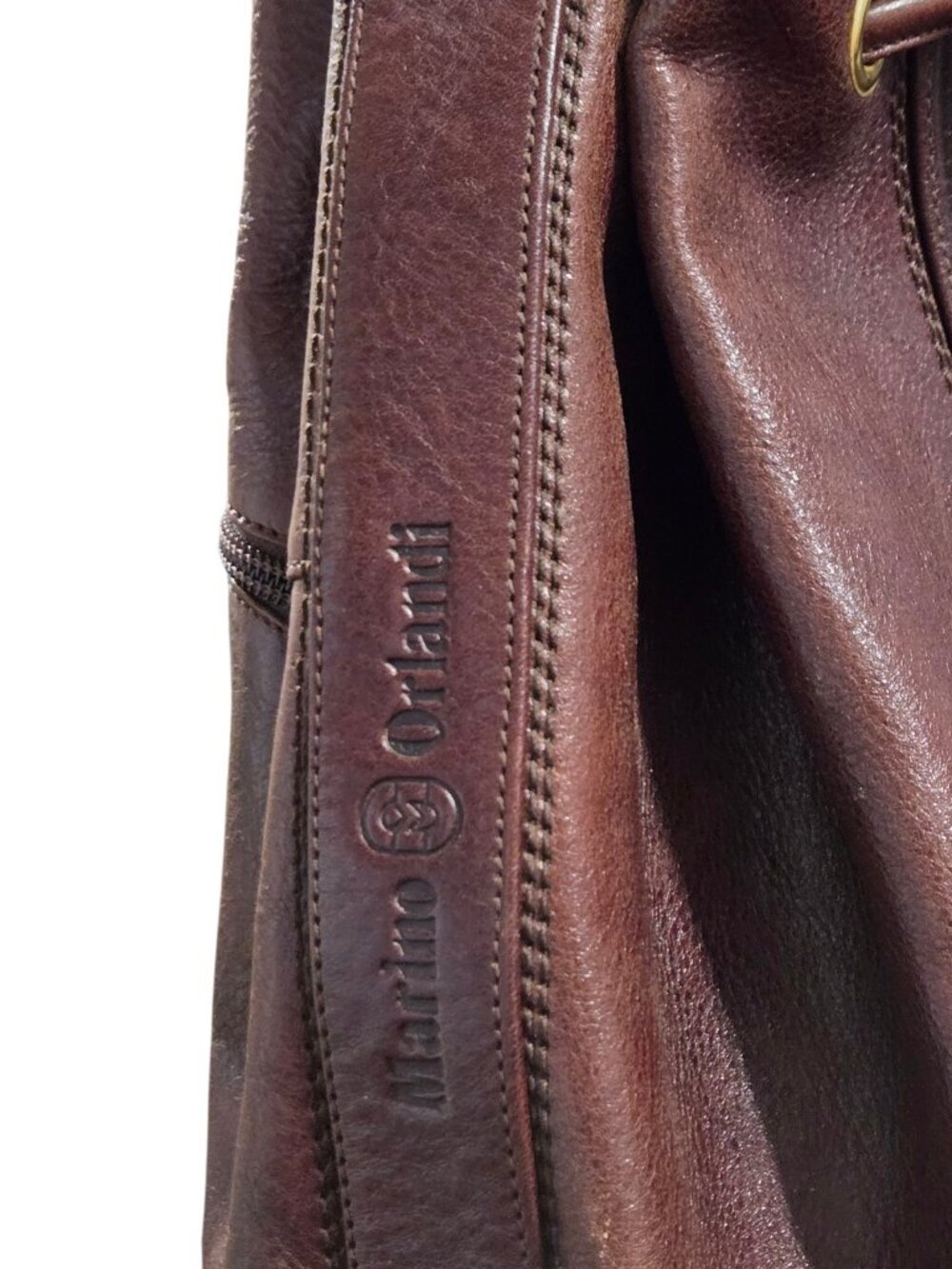 Vintage Marino Orlandi Leather Bucket Bag Made in Italy Brown Drawstring Purse - Picture 5 of 12